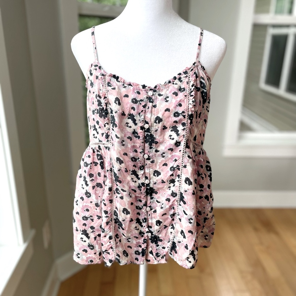 American Eagle Lilac Purple Pink Button Up Camisole Cami Tank Size Medium